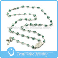 New Jewelry Designer Spirit Eye Bead Cross Necklace With Silver Virgin Mary Charm Pendant Jewelry Rosary